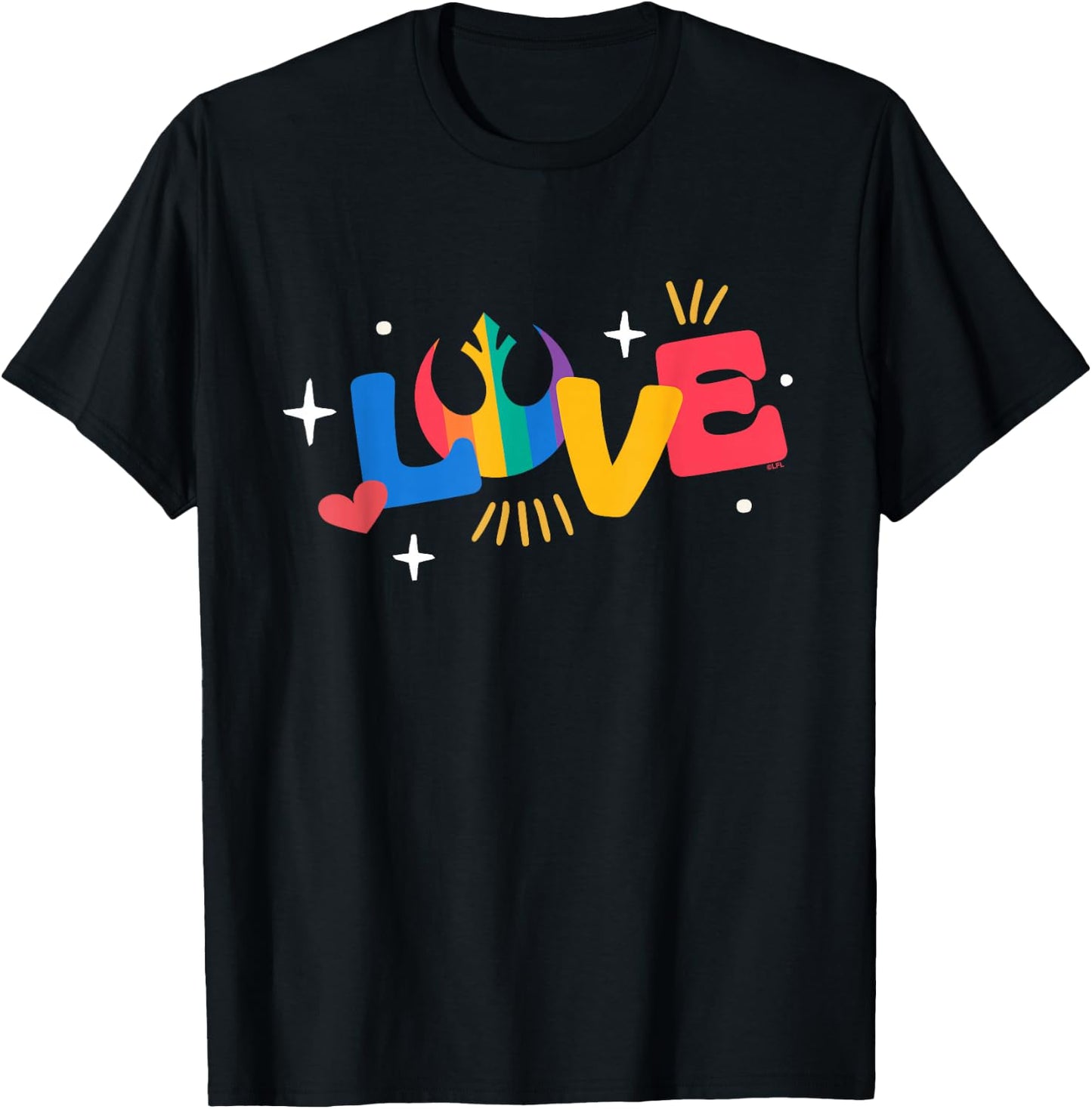 Star Wars Pride Love Rainbow Rebel Resistance Symbol T-Shirt - T-Shirt | Black