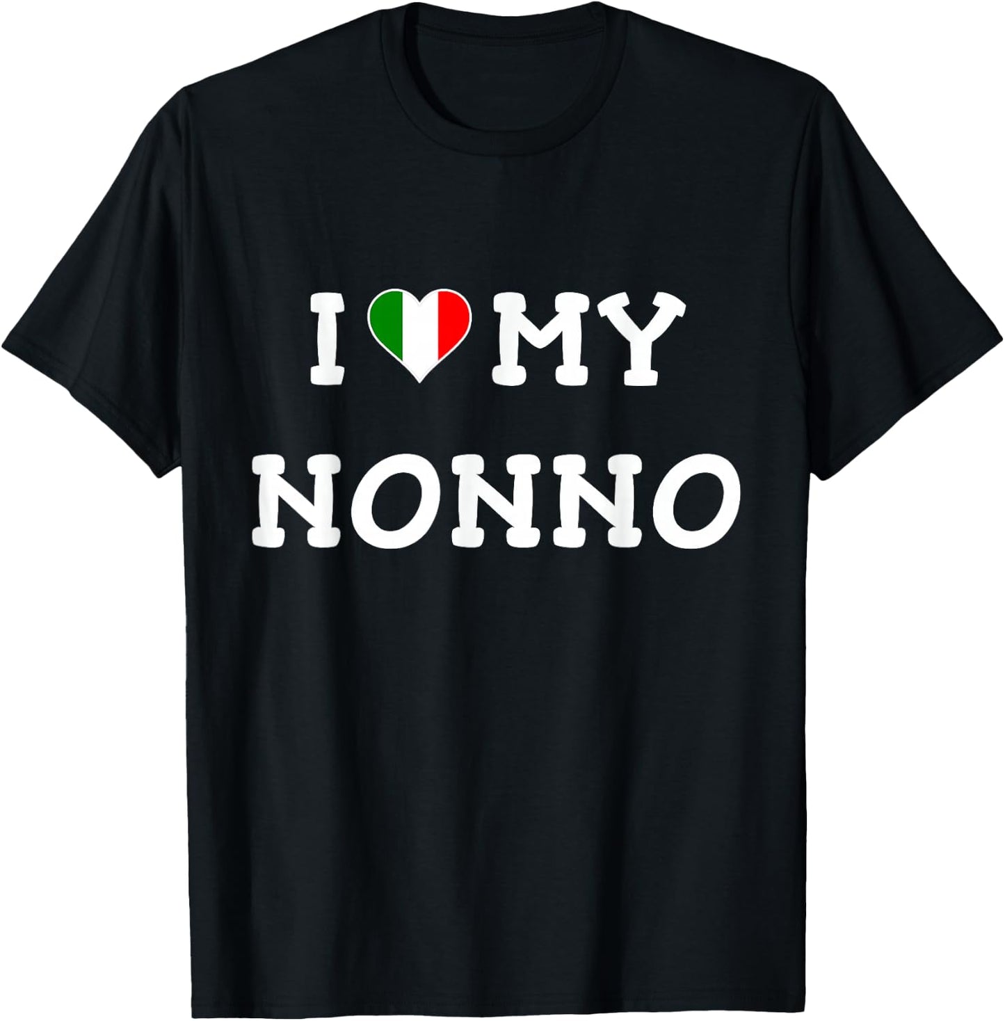 I Love My Nonno Italian Flag Heart T Shirt T-Shirt - T-Shirt | Black