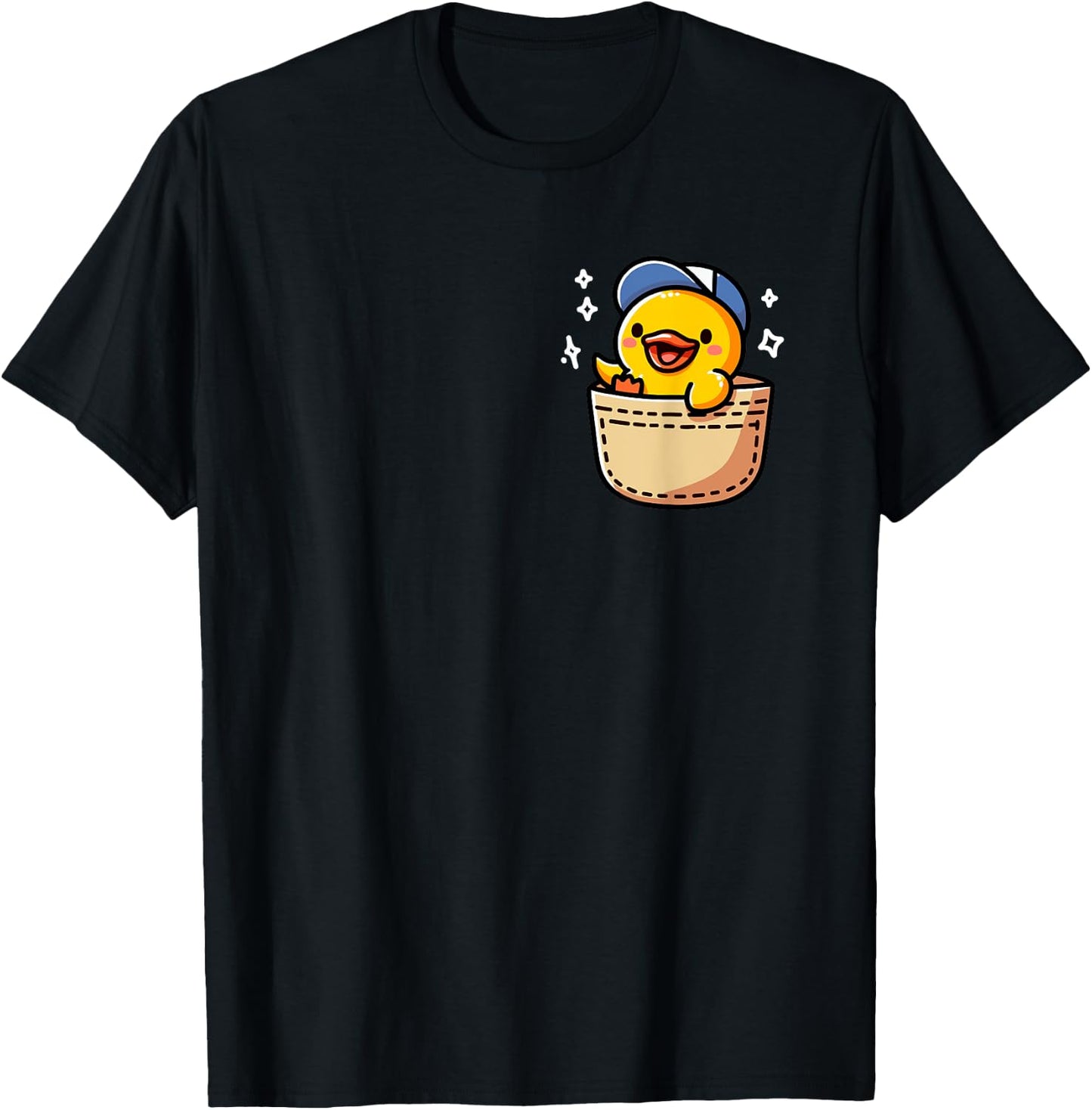 Duck In Pocket Funny Cute Yellow Duck Lover T-Shirt - T-Shirt | Black