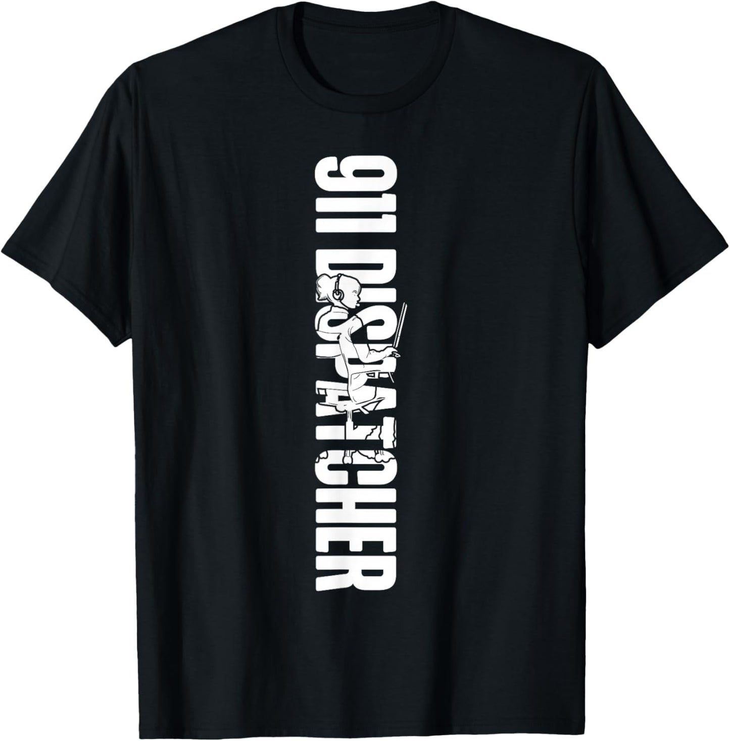 911 Dispatcher Thin Gold Yellow Line 911 Dispatcher T-Shirt - T-Shirt | Black