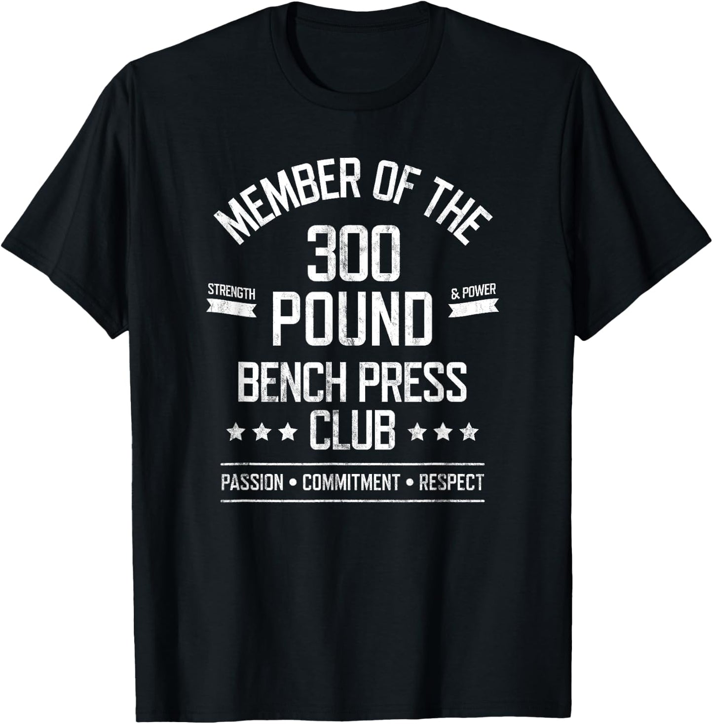 300 Pound Bench Press Club Strong Powerlifter T-Shirt - T-Shirt | Black