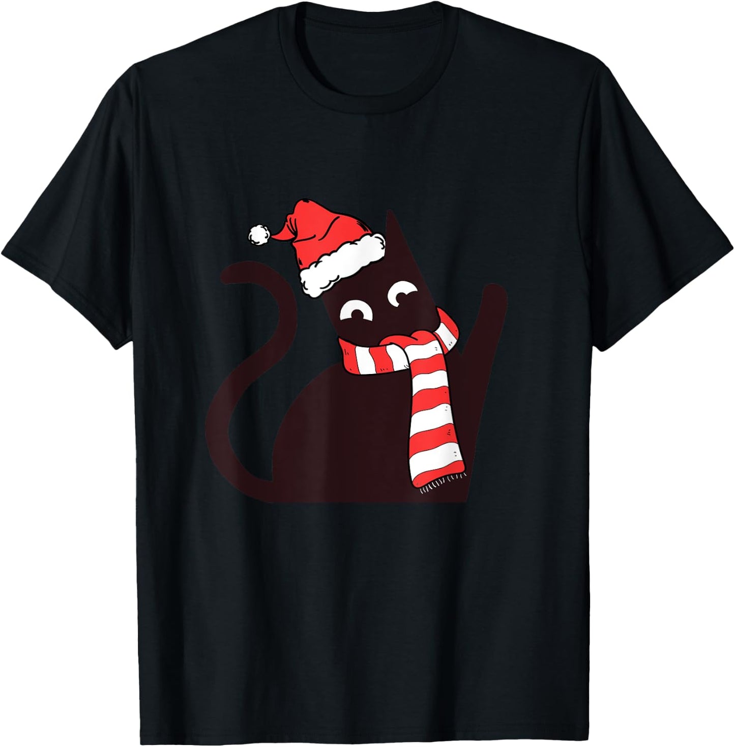 Funny Black Cat funny Merry Christmas T-Shirt - T-Shirt | Black