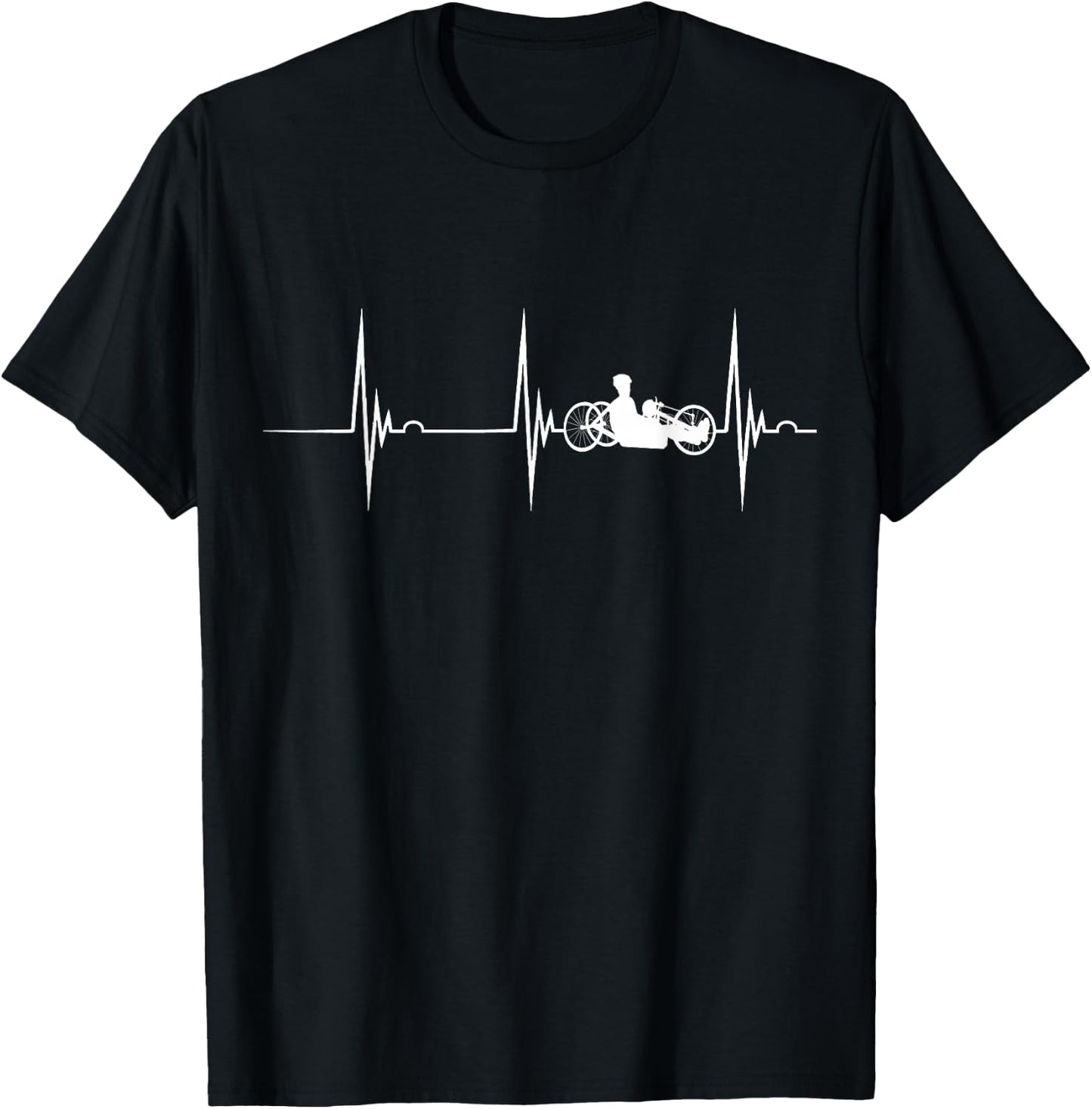 Recumbent Bike Heartbeat EKG Pulse Recumbent Trike Cyclist T-Shirt - T-Shirt | Black