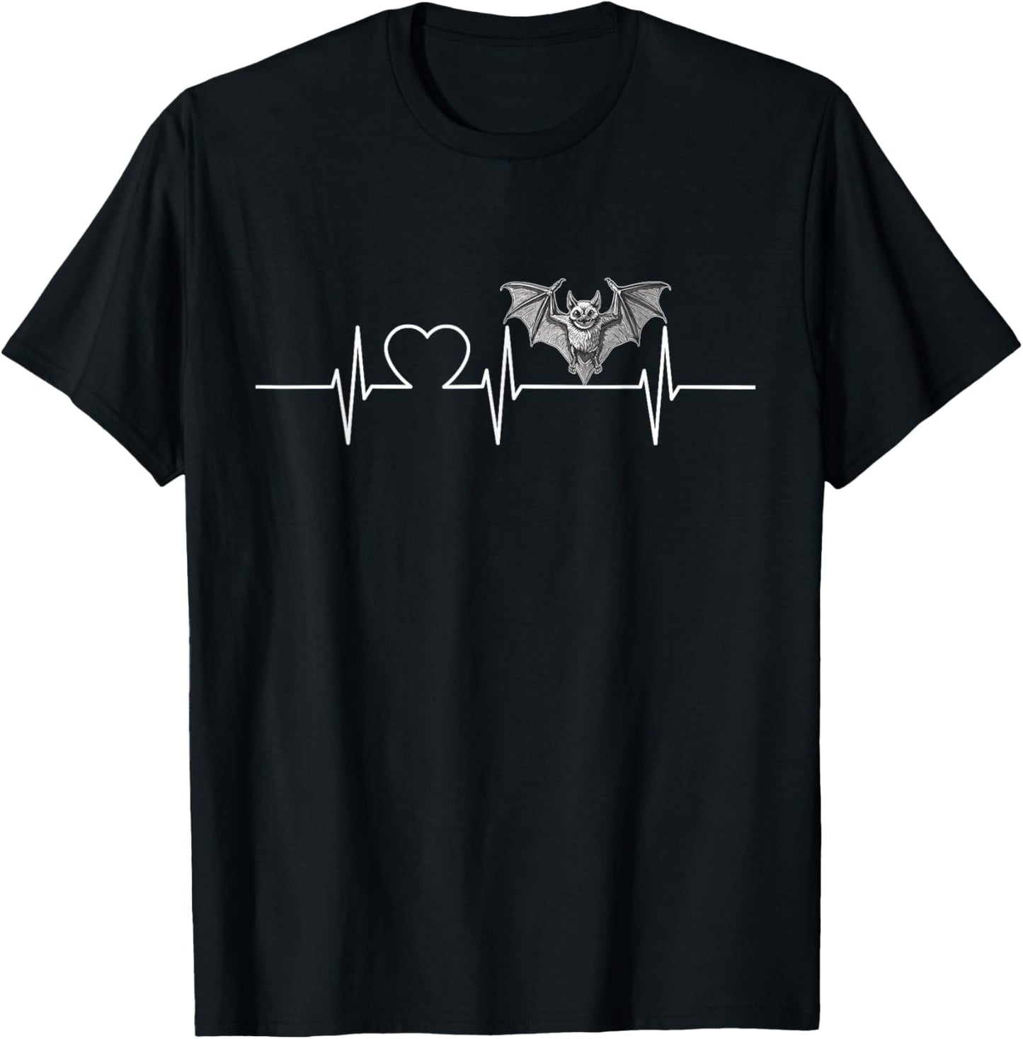 Bats Bat Heartbeat T-Shirt - T-Shirt | Black