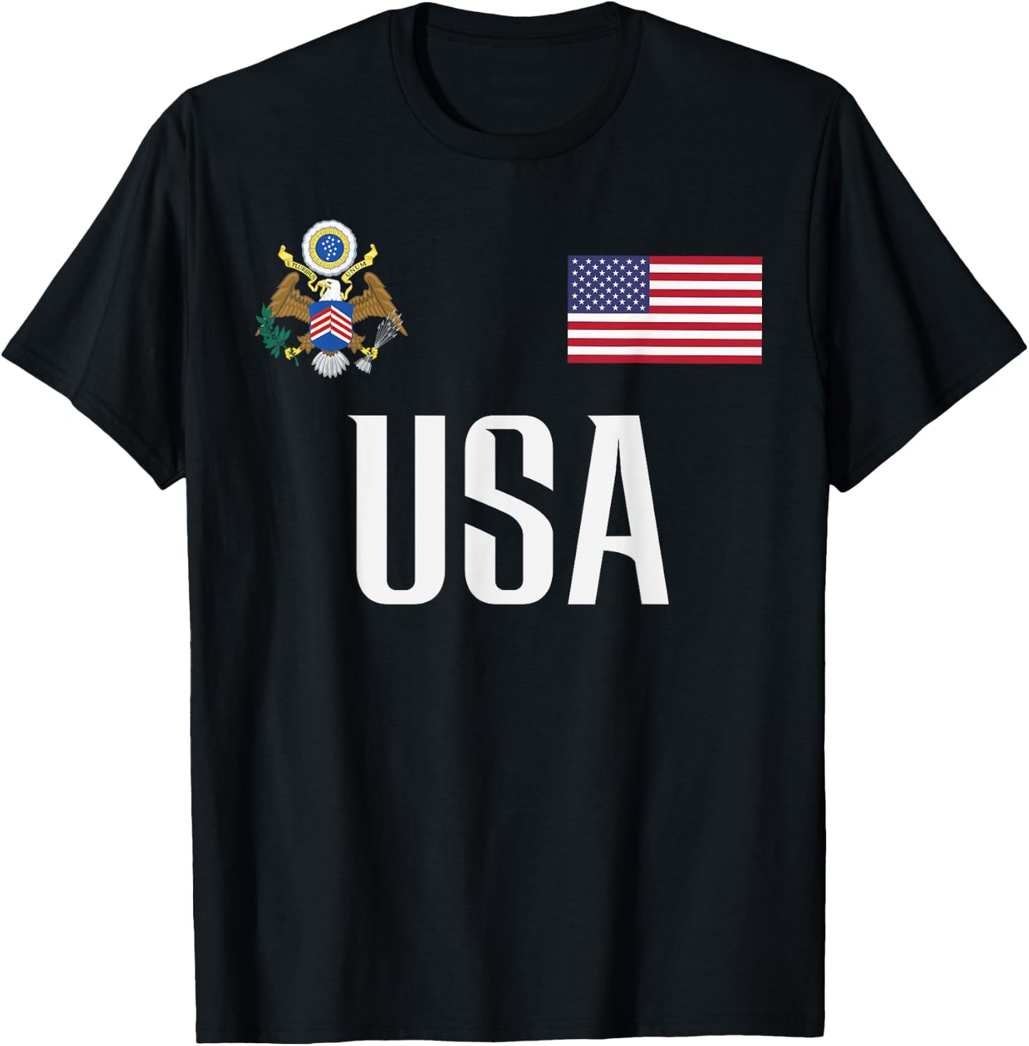 USA America Flag Football Soccer Fan Men Women Kids T-Shirt - T-Shirt | Black