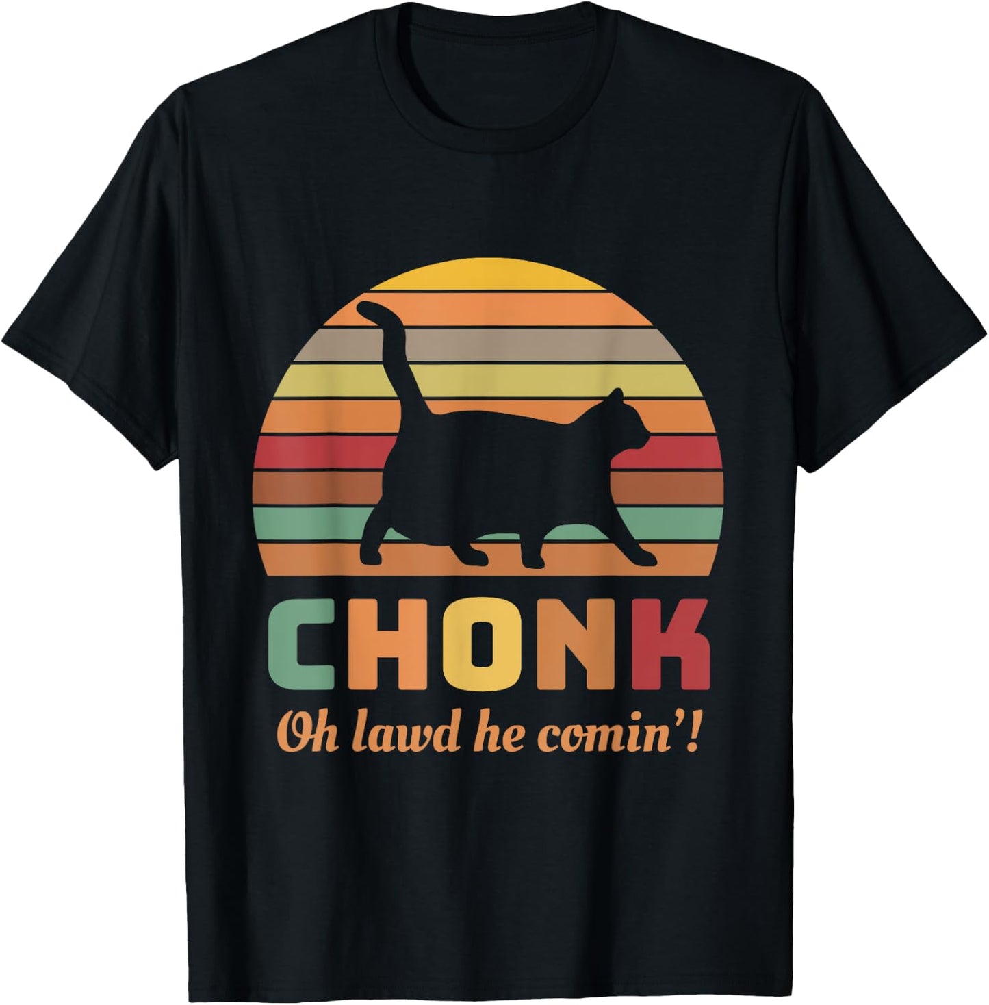Chonk Cat Scale Meme Retro Oh lawd he comin' Memes Women Girls Kids T-Shirt - T-Shirt | Black