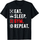 Fitness Bodybuilding Eat Sleep Gym Repeat Funny Workout Gym T-Shirt - T-Shirt | Black