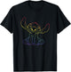 Disney Lilo & Stitch Rainbow Stitch Sitting Outline T-Shirt - T-Shirt | Black