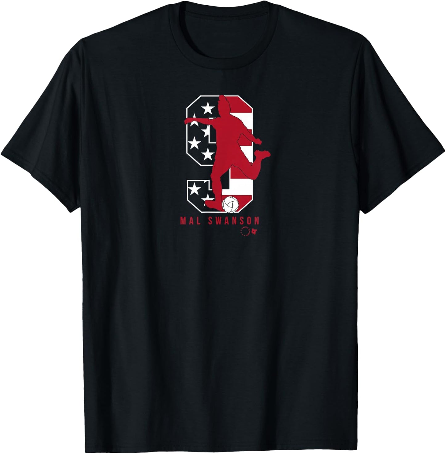 Mal Swanson 9: USWNT Players Association - USA Soccer T-Shirt - T-Shirt | Black