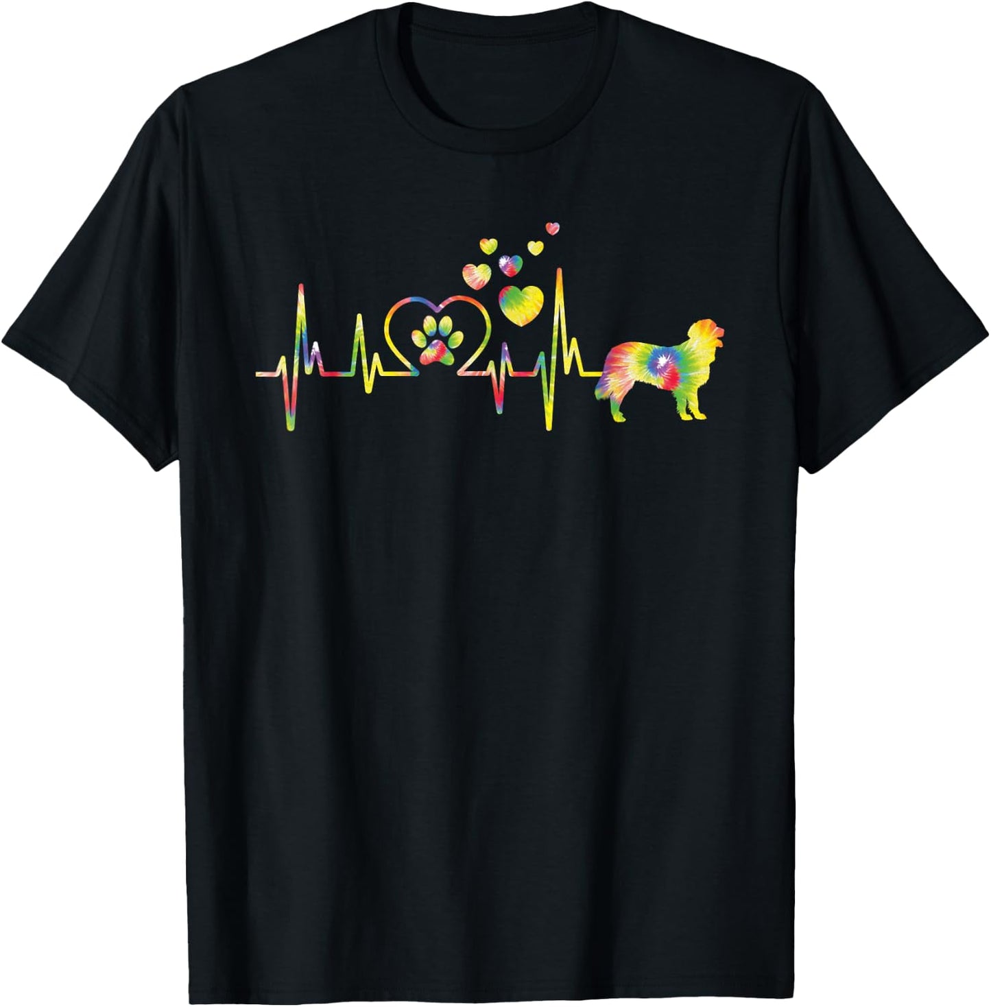 Golden Retriever Tie Dye Heartbeat - Dog Lover Puppy Owner T-Shirt - T-Shirt | Black