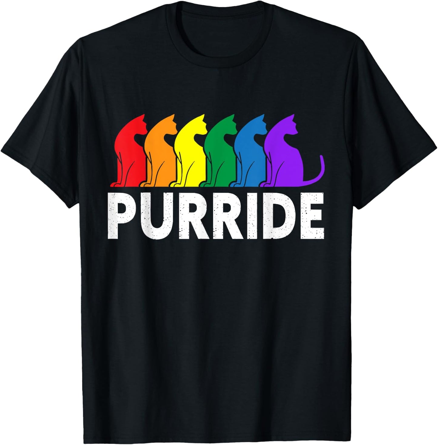 Purride Cat Lover Pride Month Gay Rights Rainbow Cat T-Shirt - T-Shirt | Black