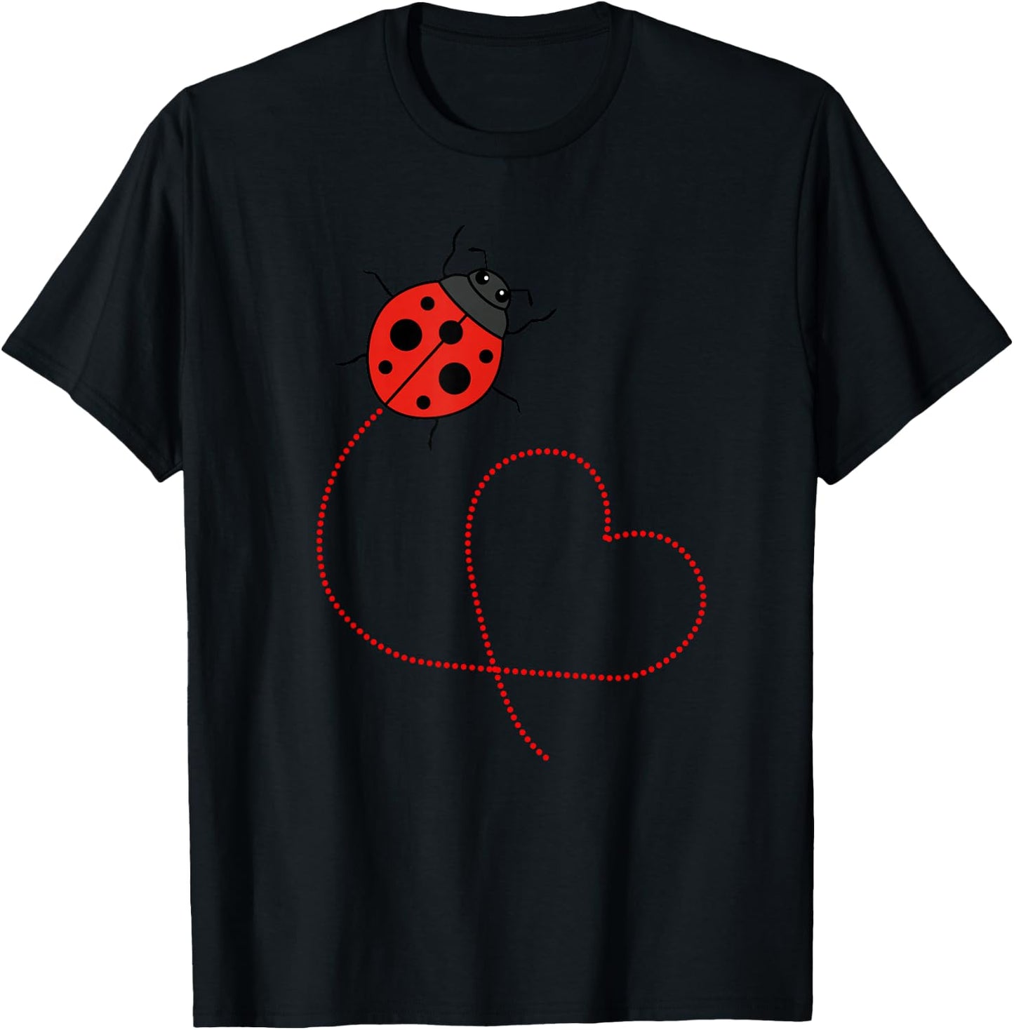Ladybird Heart Nature Wildlife Animals Cute Beetle , black T-Shirt - T-Shirt | Black
