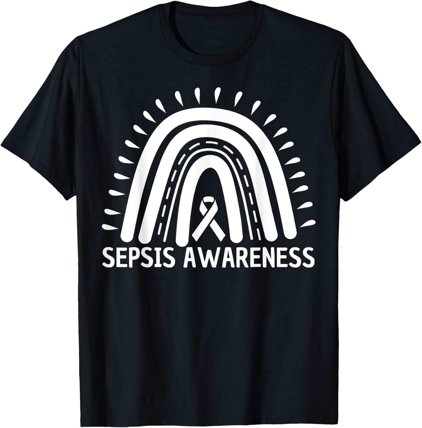 Sepsis Awareness Rainbow Red Ribbon. T-Shirt - T-Shirt | Black