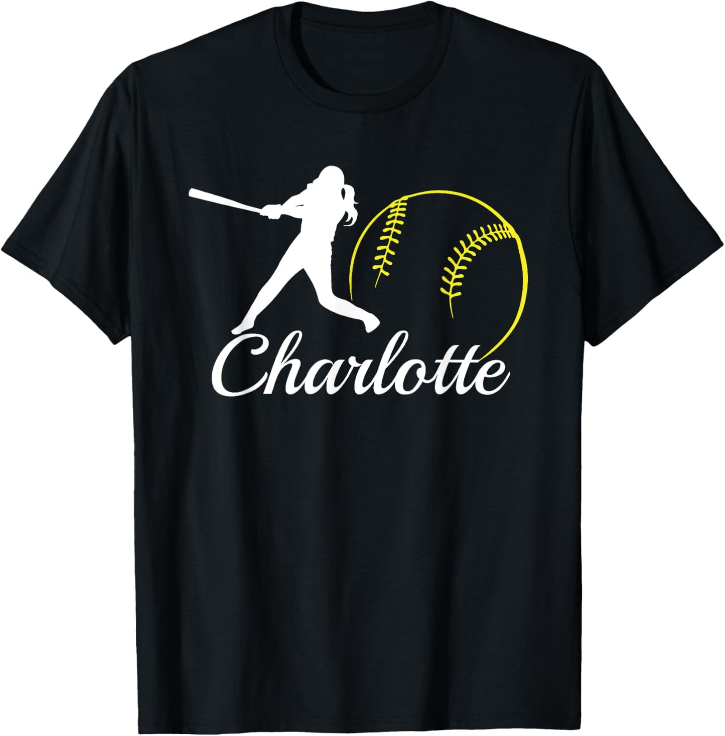 Charlotte Softball Name Shirt for Charlotte T-Shirt - T-Shirt | Black