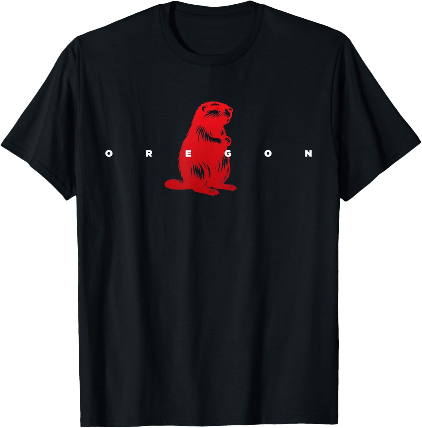 Oregon Beaver Wildlife Animal Silhouette T-Shirt - T-Shirt | Black