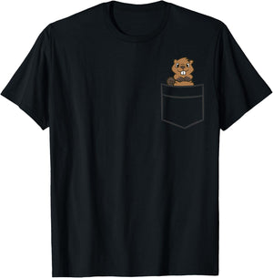 Beaver in The Pocket Cute Beaver T-Shirt - T-Shirt | Black