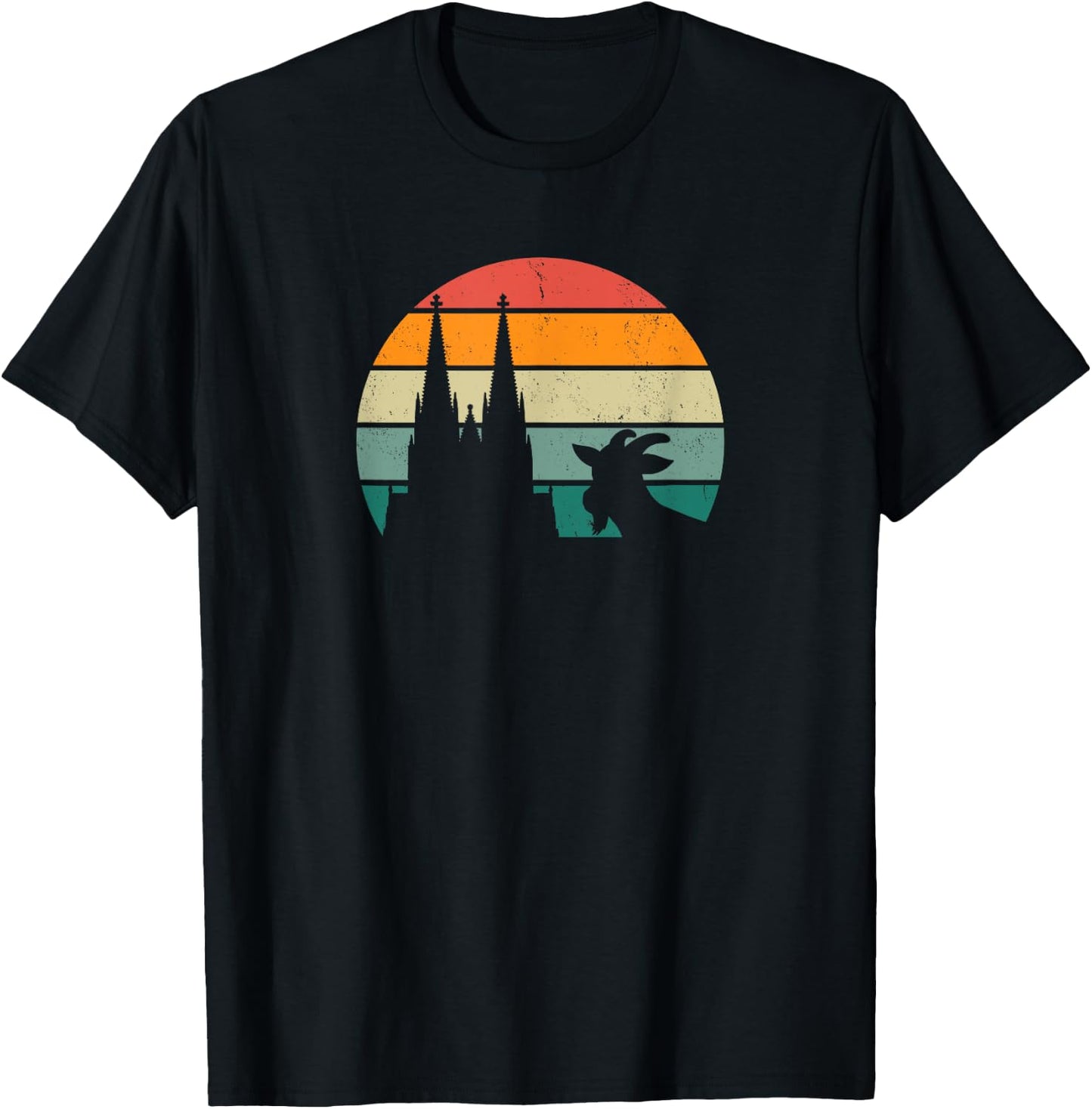 Cologne, My Town! Geißbock with Cathedral and Moon. Cologne Pride , black T-Shirt - T-Shirt | Black