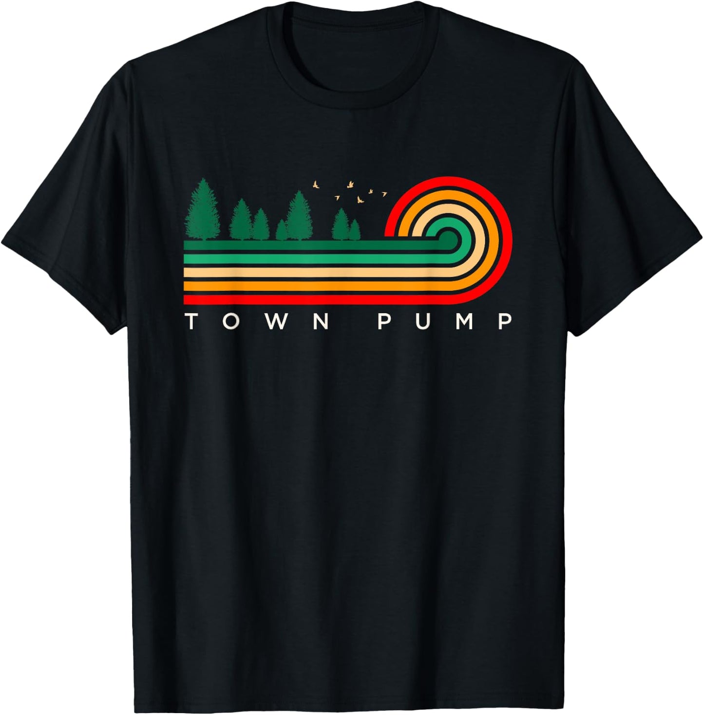 Evergreen Vintage Stripes Town Pump, New York T-Shirt - T-Shirt | Black