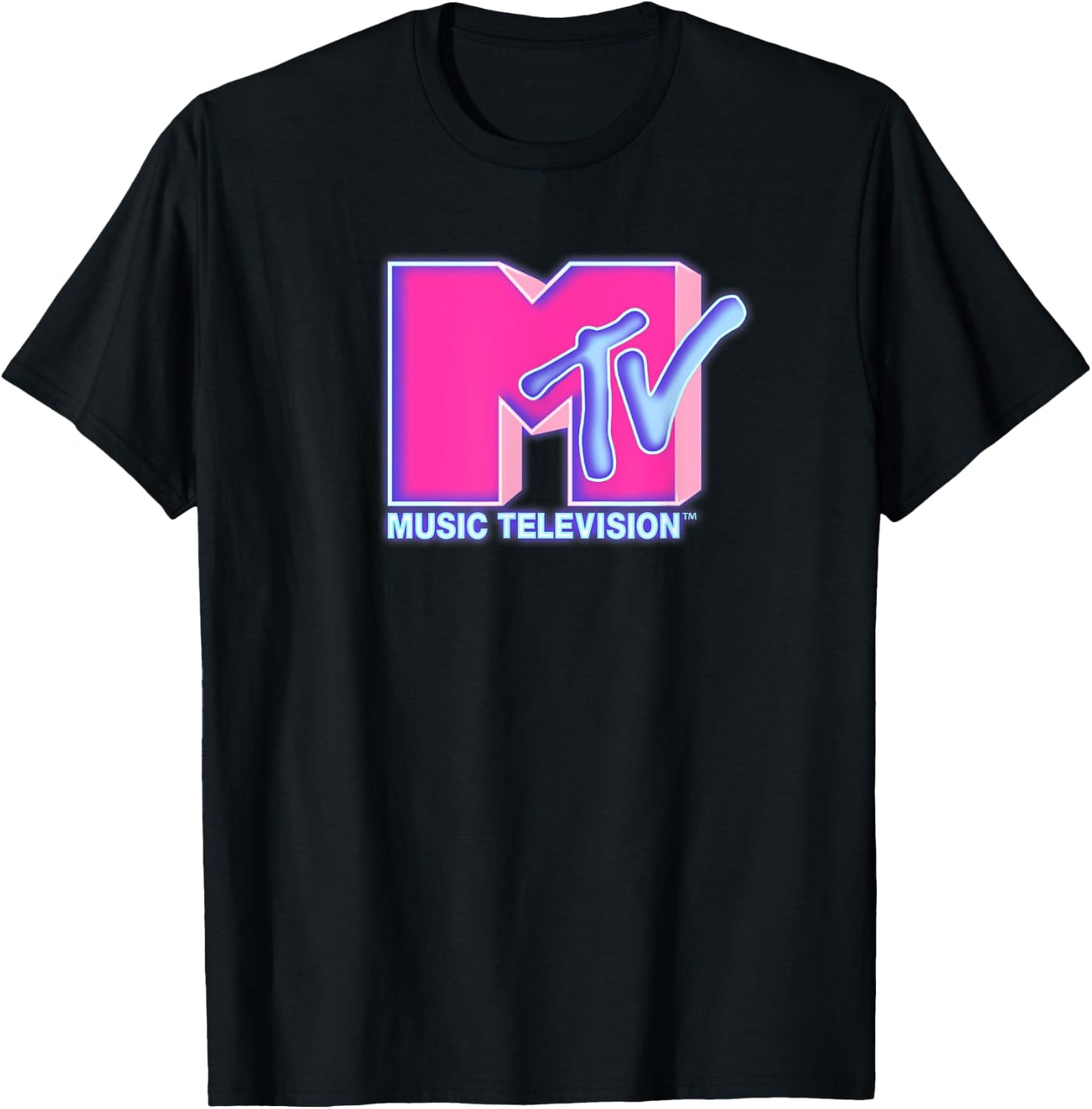 MTV Vintage Neon Glow Logo , black T-Shirt - T-Shirt | Black