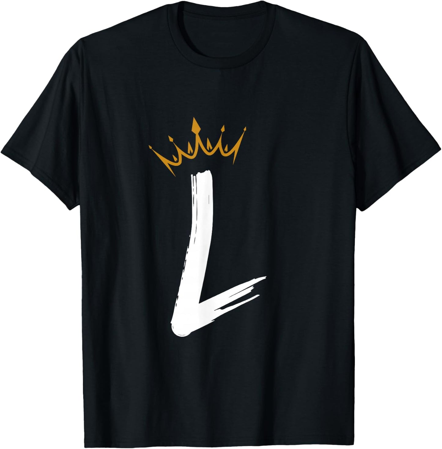 Queen King Letter L - Favorite Letter With Crown Alphabet T-Shirt - T-Shirt | Black
