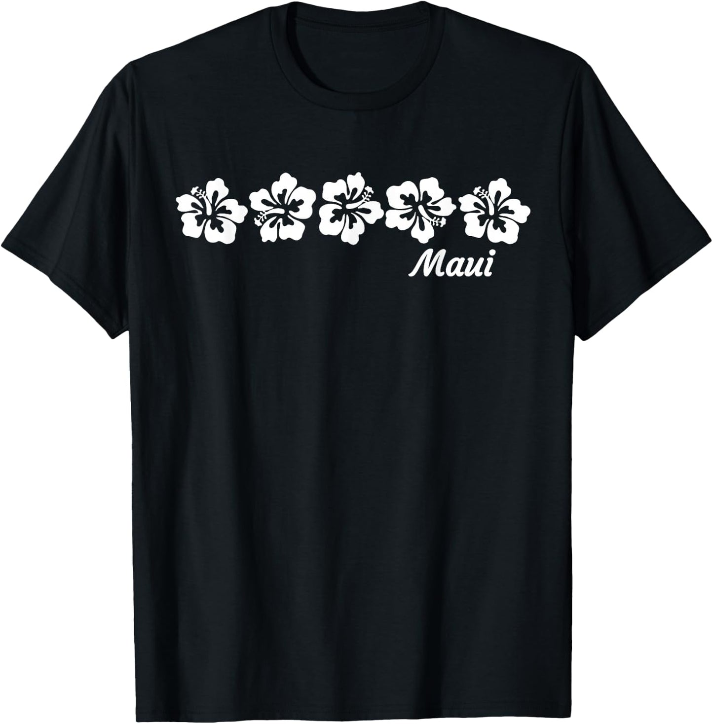 MAUI - Hawaiian Hibiscus Flowers - Maui T-Shirt - T-Shirt | Black
