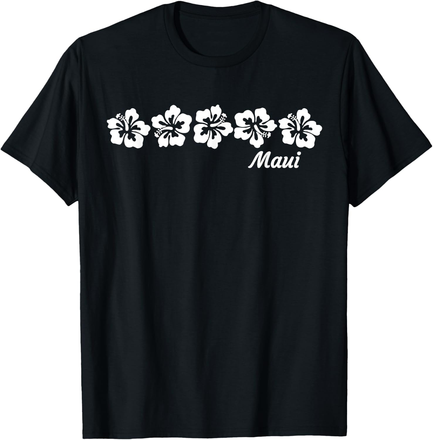 MAUI - Hawaiian Hibiscus Flowers - Maui T-Shirt - T-Shirt | Black