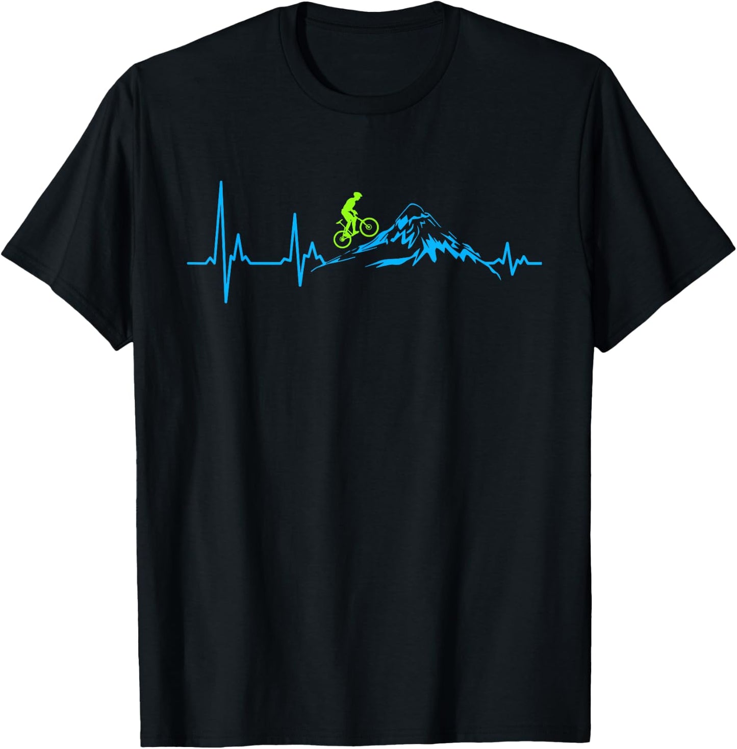 Mountain Bike Heartbeat Heart Rate Mountain MTB , black T-Shirt - T-Shirt | Black
