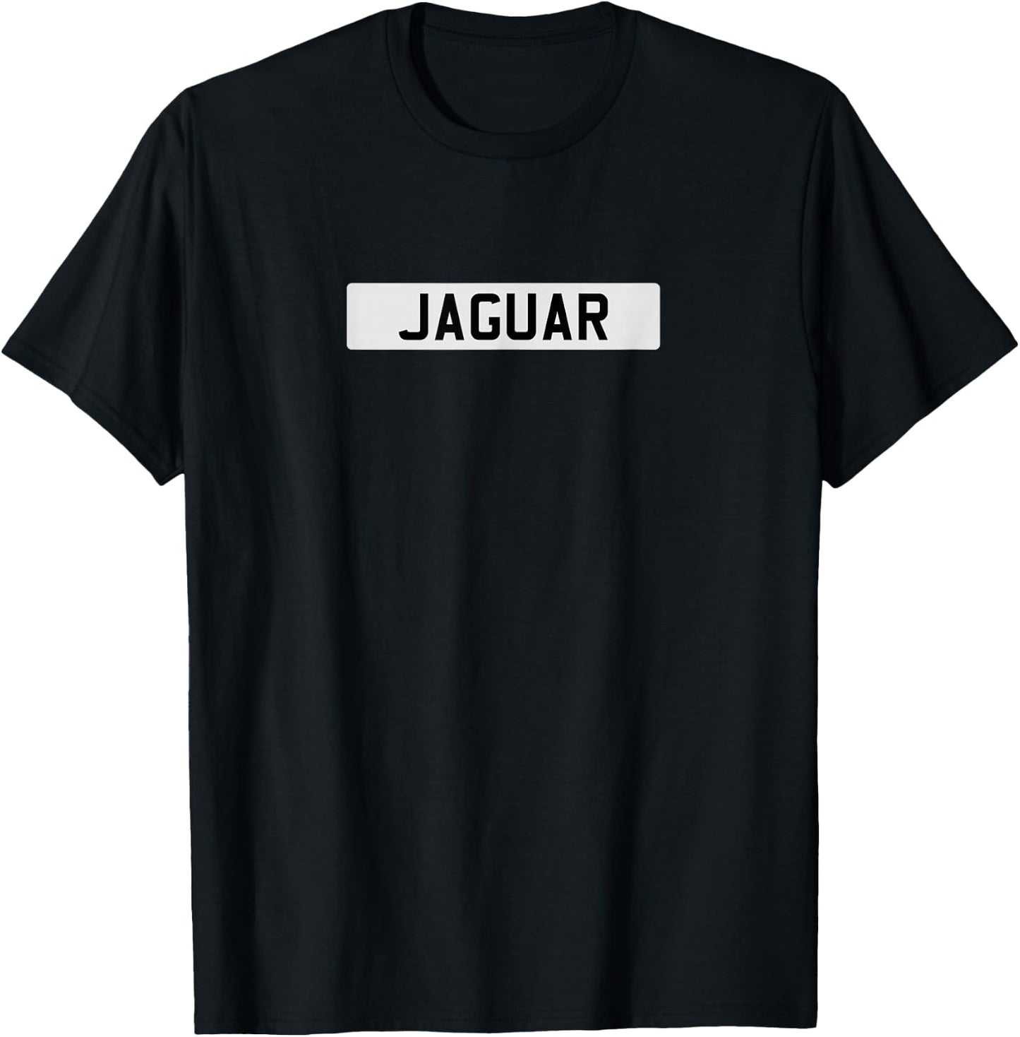 British Classic Sports Car Jaguar White Registration Plate T-Shirt - T-Shirt | Black