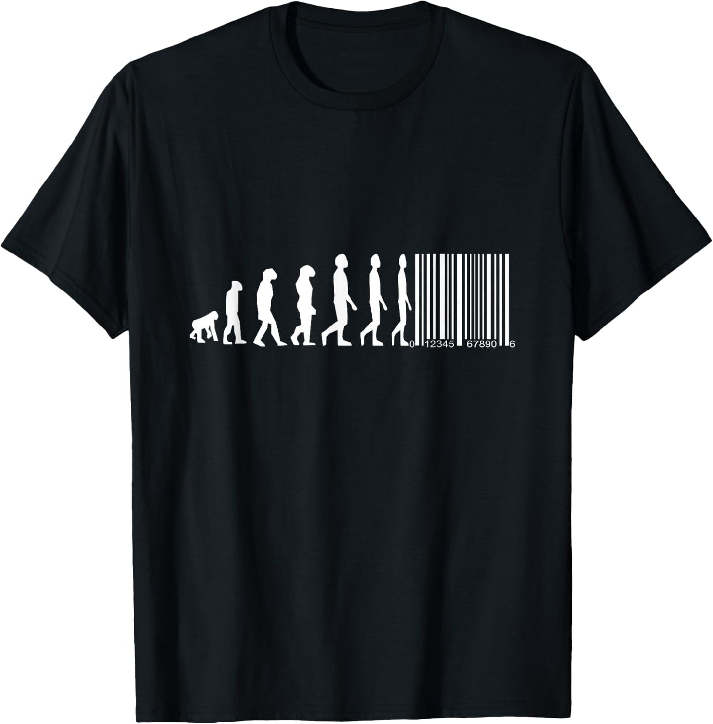 Evolution von Affen zum Menschen mit Barcode T-Shirt - T-Shirt | Black