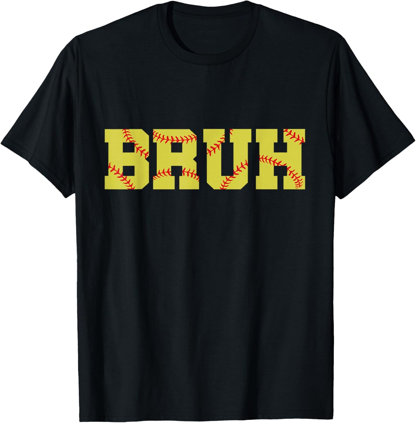 Bruh Meme Funny Softball Boys Son Teens Softball Lover T-Shirt - T-Shirt | Black