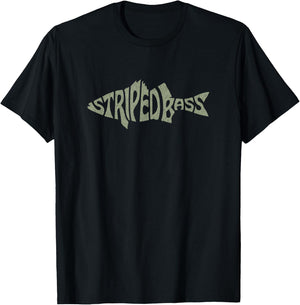 Striped Bass Fishing Art for Striper Fisherman Rockfish Fish T-Shirt - T-Shirt | Black