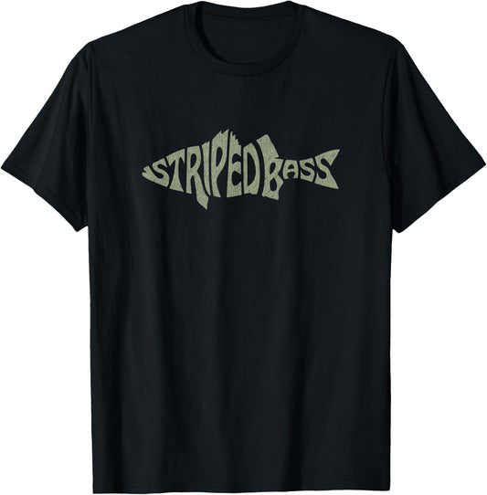 Striped Bass Fishing Art for Striper Fisherman Rockfish Fish T-Shirt - T-Shirt | Black