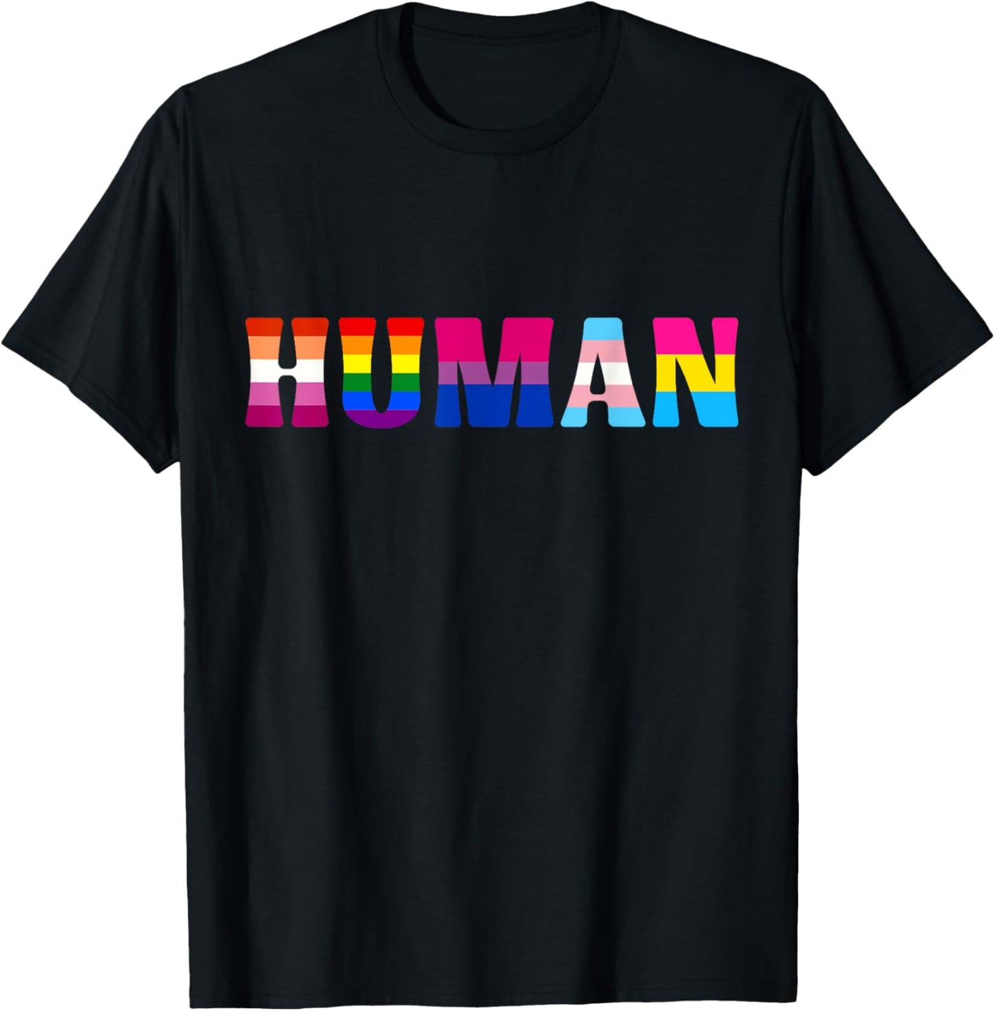Human Rainbow Pride Queer Lesbian Gay CSD Party Wear LGBT , black T-Shirt - T-Shirt | Black