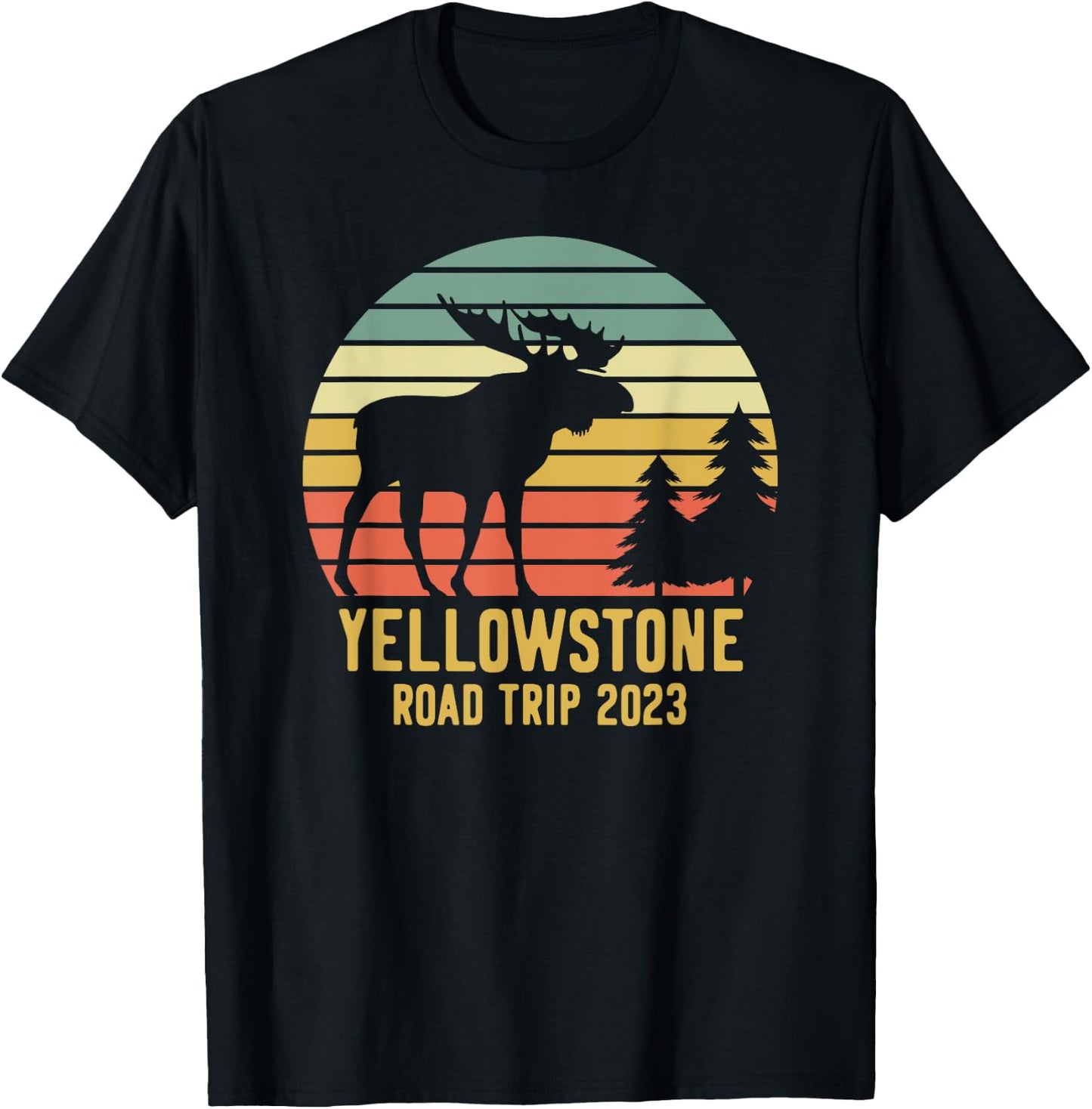 Yellowstone National Park Family Road Trip 2023 Matching T-Shirt - T-Shirt | Black