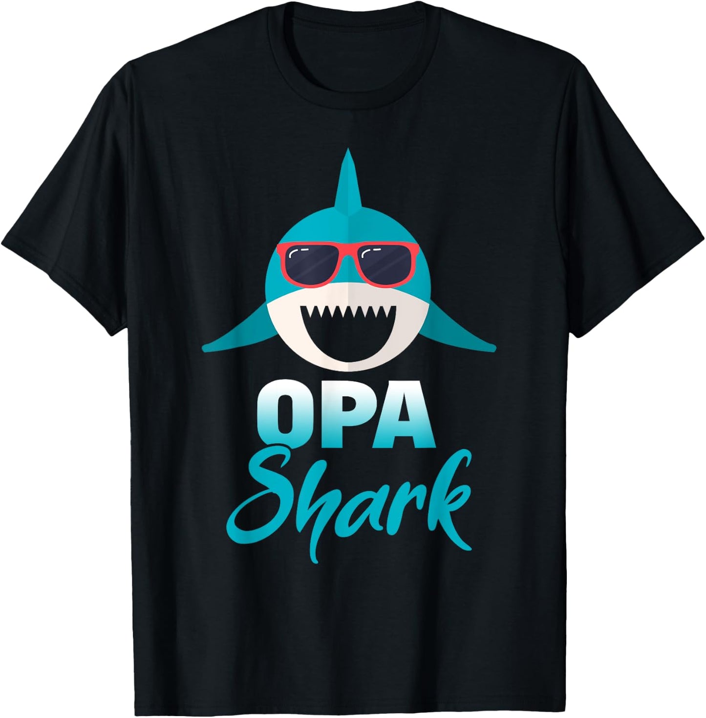 Opa Shark Wearing Cool Sunglasses Grandpa T-Shirt - T-Shirt | Black