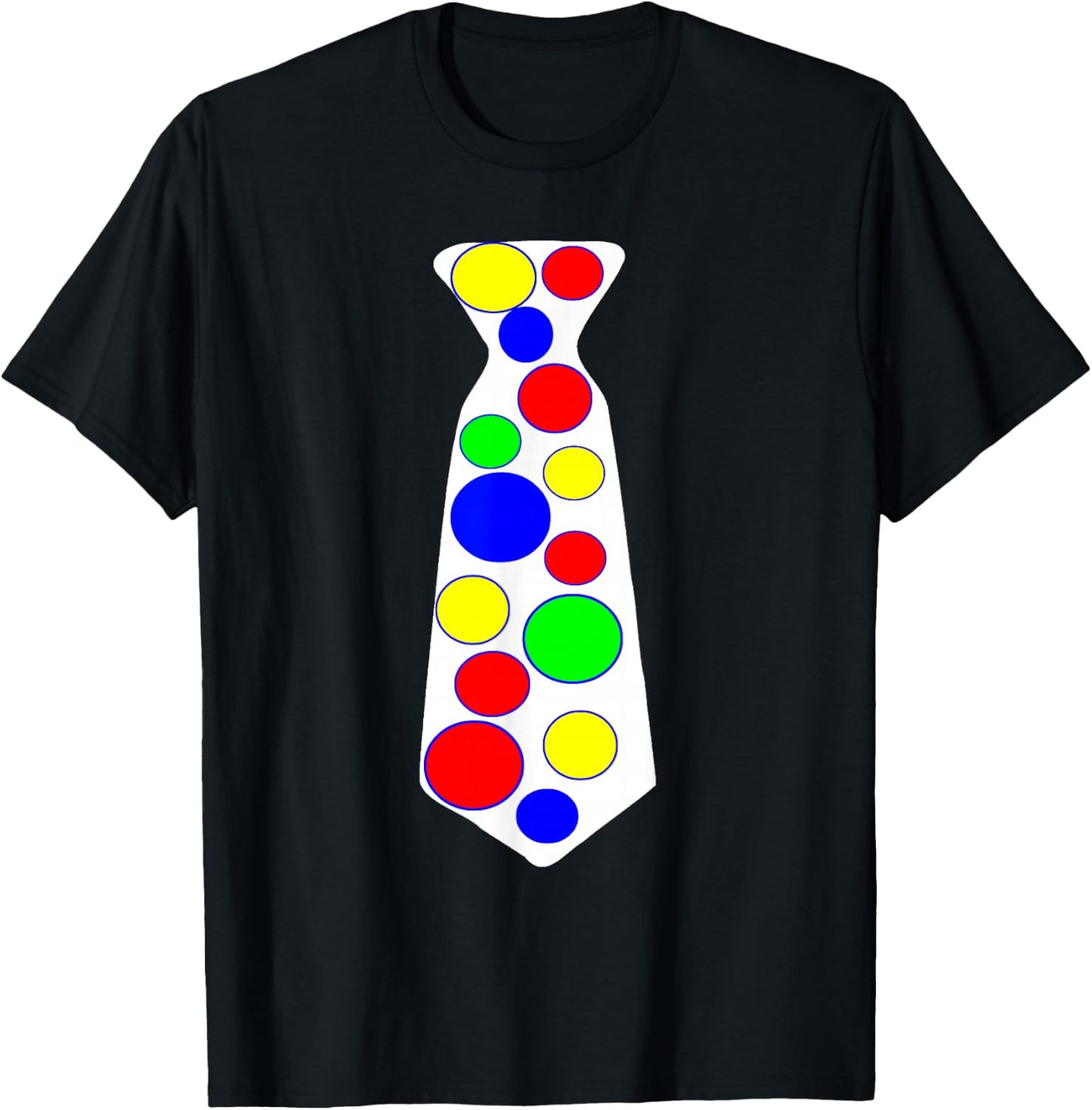 Jumbo Tie Clown Costume Shirt Multi Colored Polka Dots T-Shirt - T-Shirt | Black