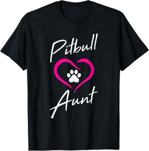 Pitbull Aunt Love Dog Paw Print Cool Animal Lover Gifts Men Women Kids T-Shirt - T-Shirt | Black
