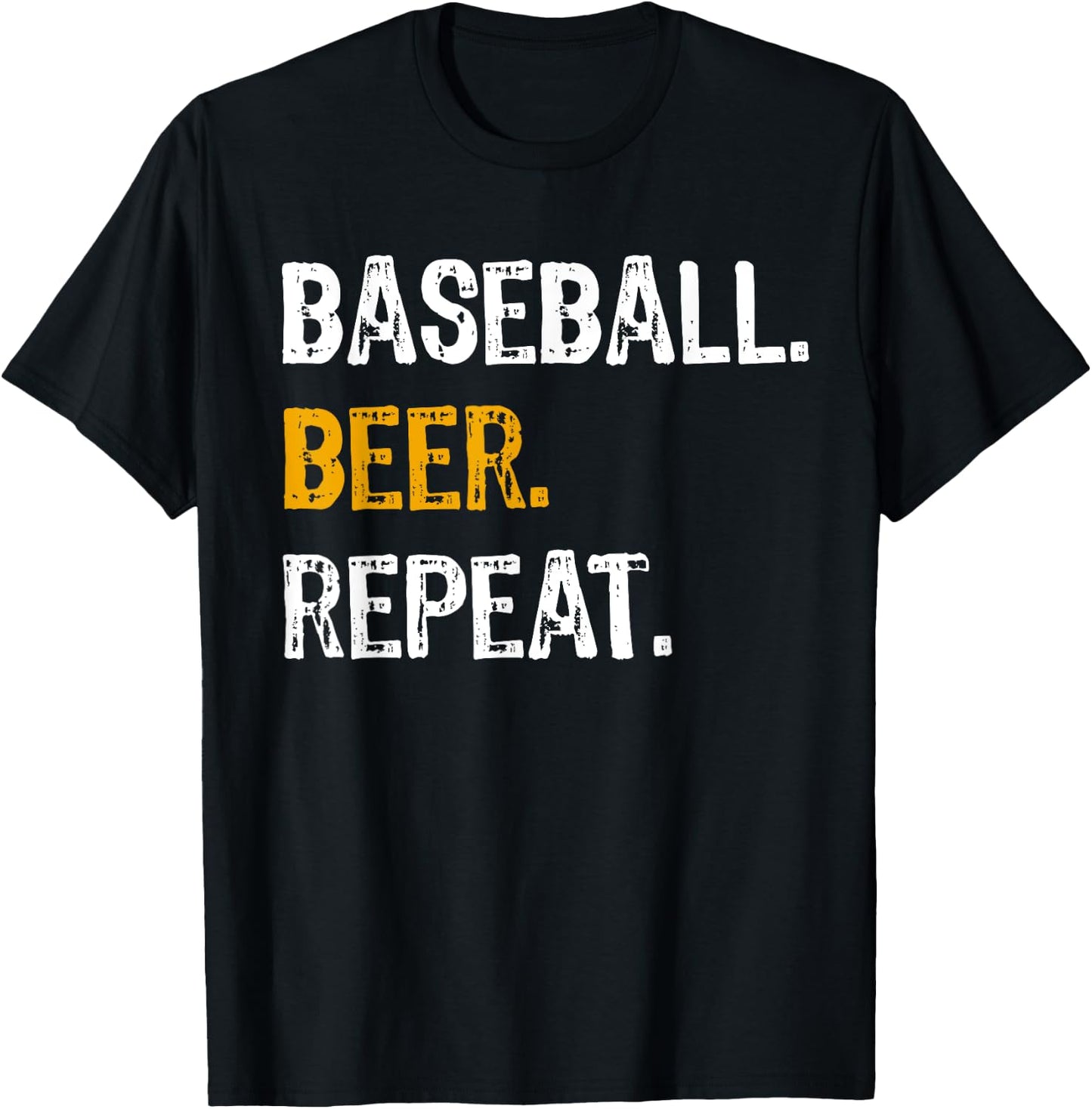 Baseball Beer Repeat Shirt, For Baseball Lovers T-Shirt - T-Shirt | Black