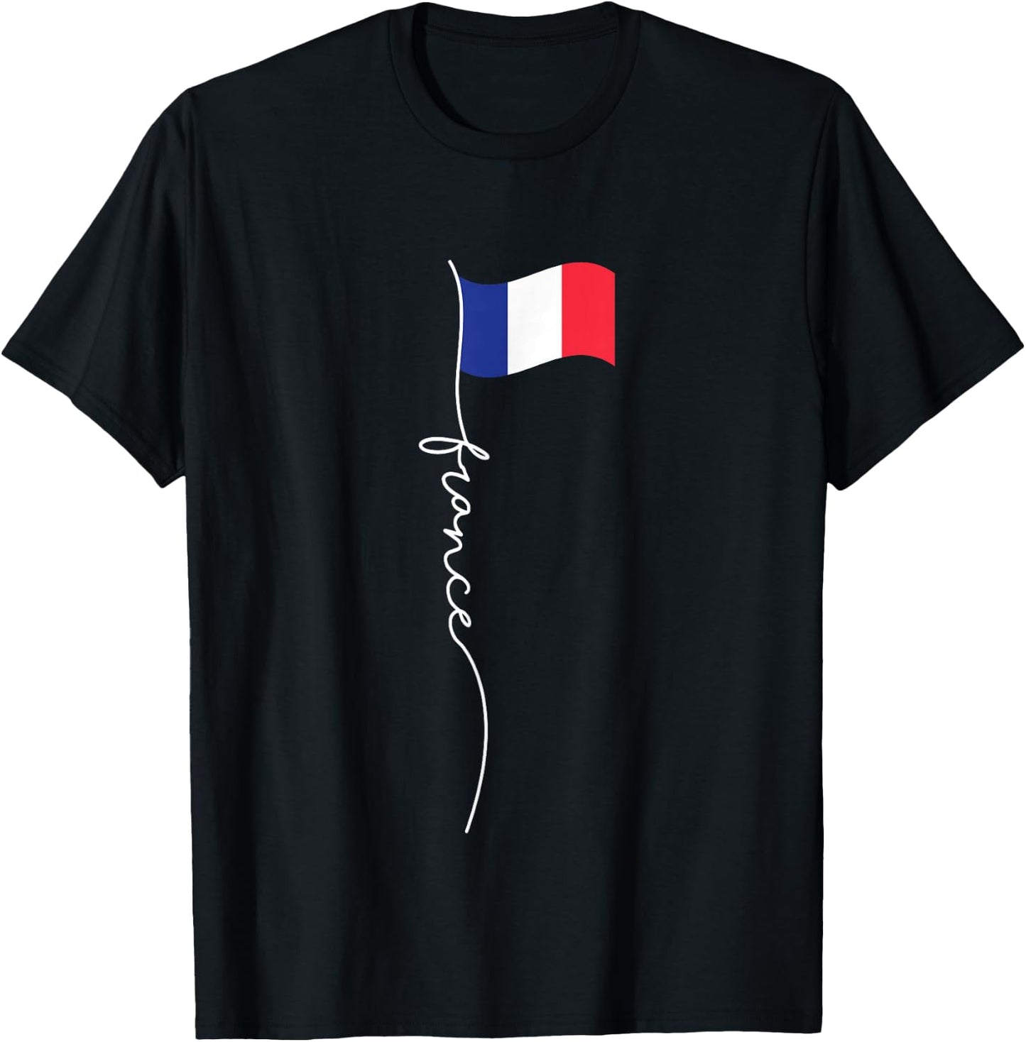 France Signature Flag Pole - Elegant Patriotic French Flag Small T-Shirt - T-Shirt | Black