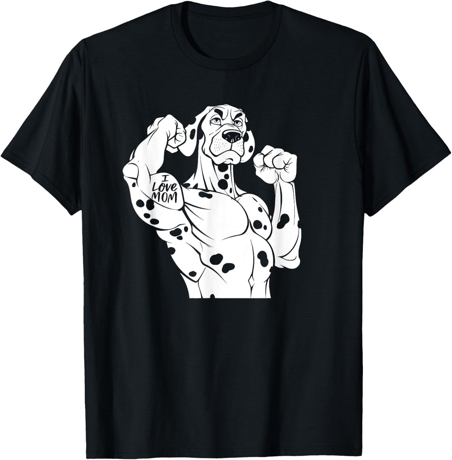 Dog Breed Biceps Tattoo - Four-Legged Dog Dalmatian , black, S T-Shirt - T-Shirt | Black