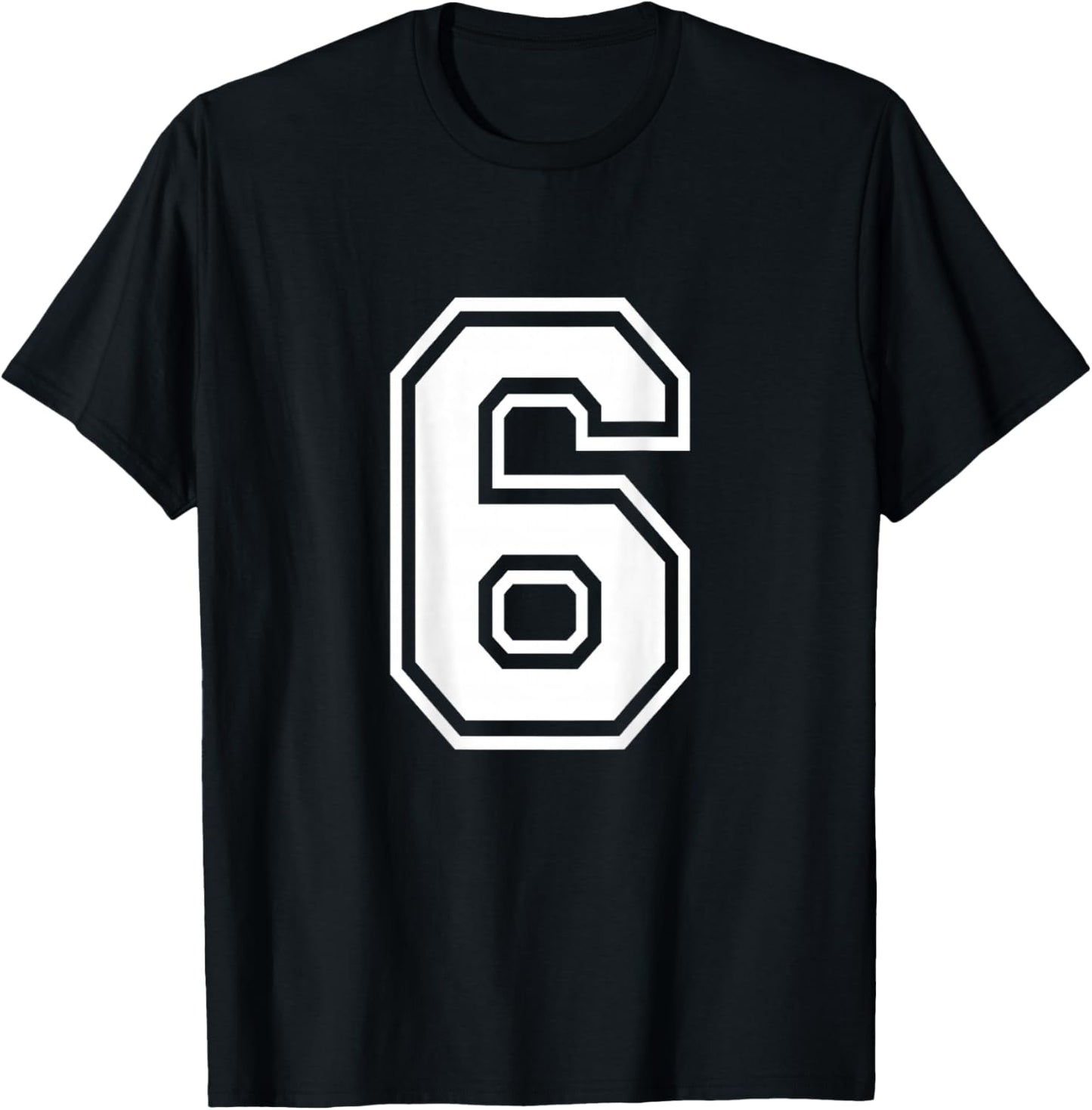 Number 6 Shirt Sports Player Number BACK of Shirt T-Shirt - T-Shirt | Black