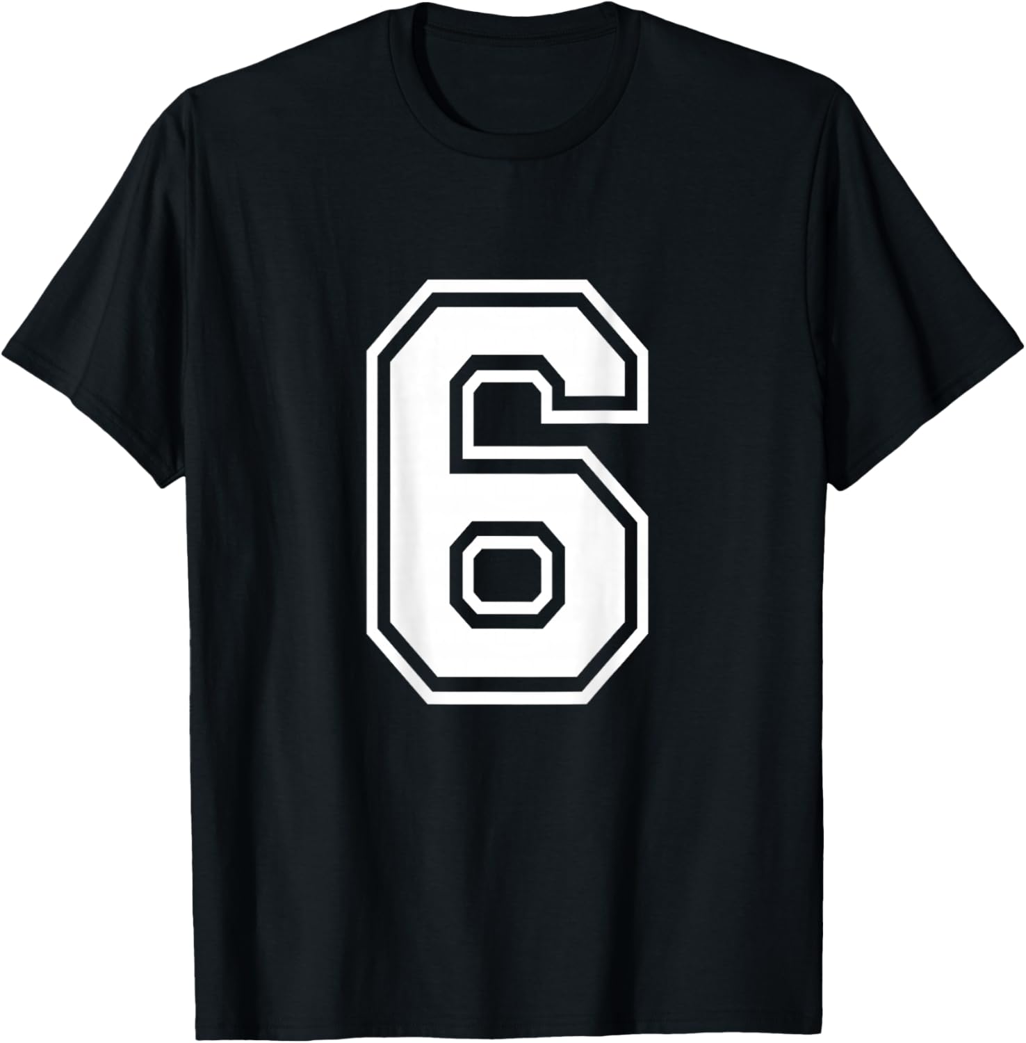 Number 6 Shirt Sports Player Number BACK of Shirt T-Shirt - T-Shirt | Black