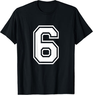 Number 6 Shirt Sports Player Number BACK of Shirt T-Shirt - T-Shirt | Black