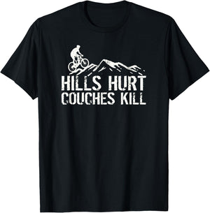 Funny Hills Hurt Bicycle Cyclist Biker T-Shirt - T-Shirt | Black