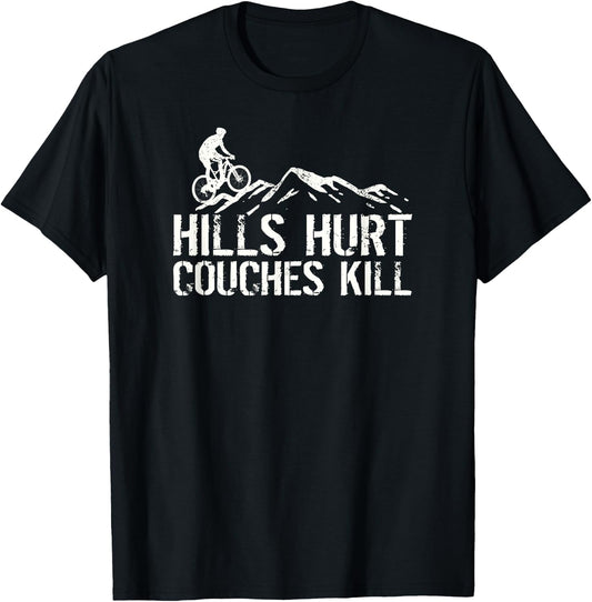 Funny Hills Hurt Bicycle Cyclist Biker T-Shirt - T-Shirt | Black