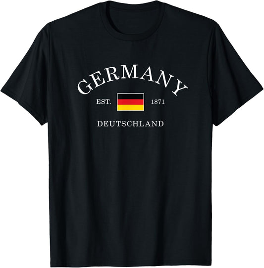 Vintage Deutschland Germany Flag German Souvenir Retro T-Shirt - T-Shirt | Black
