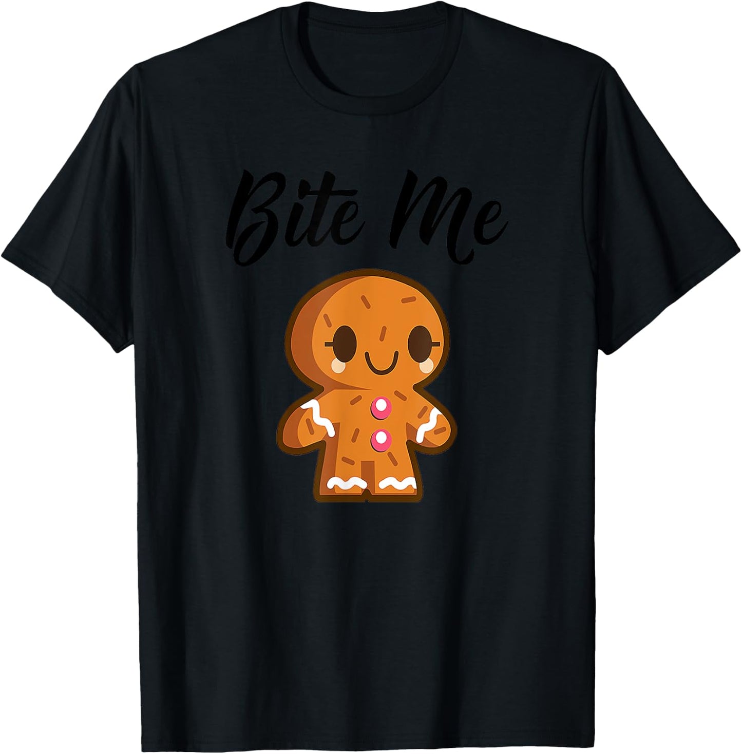 Gingerbread Man Christmas Bite Me Humorous Holiday T-Shirt - T-Shirt | Black