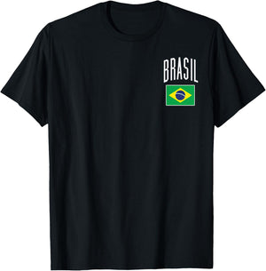 Brasil Flag Brazilian Football Soccer Fan Men Women Kids T-Shirt - T-Shirt | Black