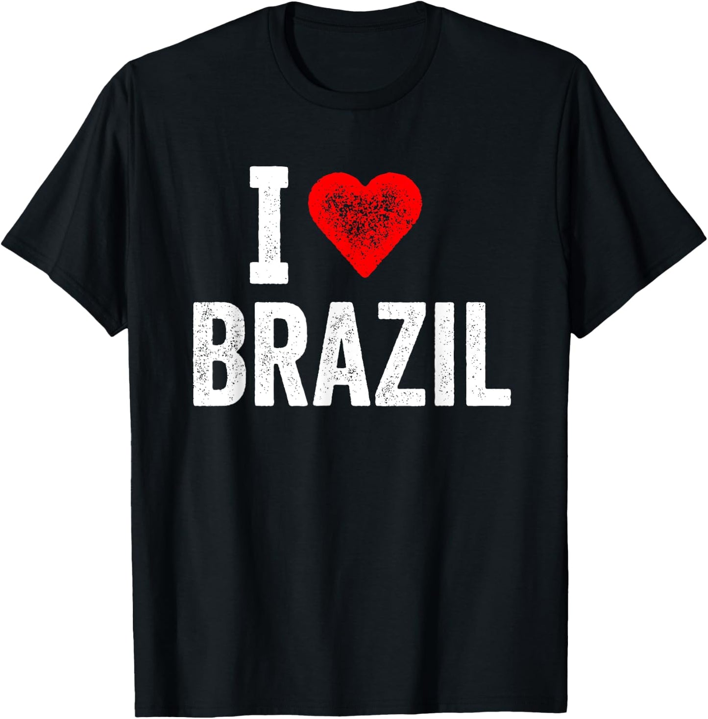 Funny Retro Design I Love Brazil with a Red Heart T-Shirt - T-Shirt | Black