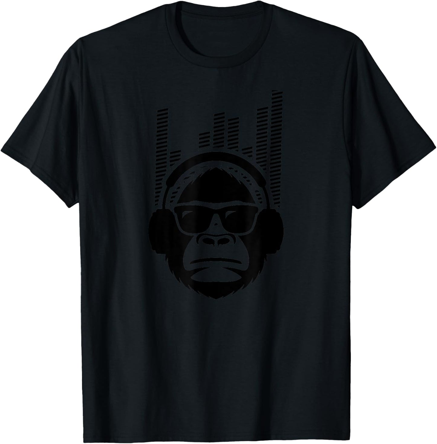Solid Jammin Monkey Rockin Headphones Shades T-Shirt - T-Shirt | Black